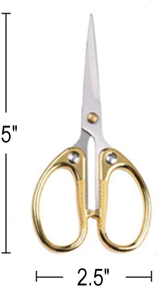 5" All Stainless Steel Office Scissors,Ultra Sharp Blade Shears,Sturdy Sharp Scissor for Office Home School Sewing Fabric Craft Paper All Purpose Scissors Gold