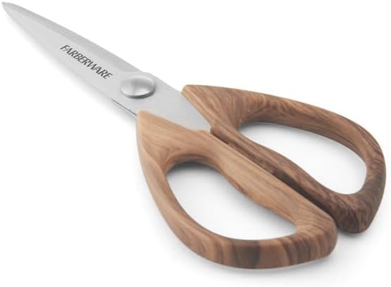 Farberware Stainless Steel Kitchen Shears Faux Wood Handle