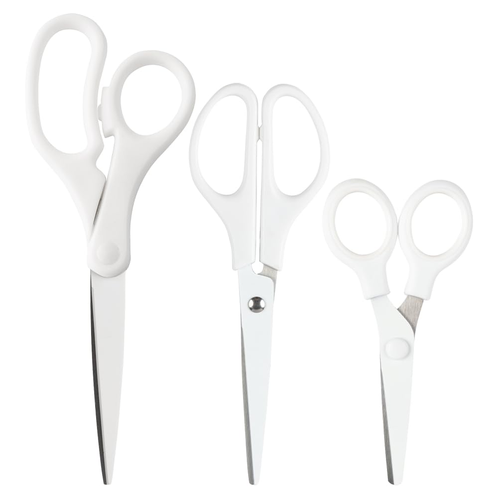 JAM PAPER Multi-Purpose Precision Scissors - 8 Inch - White - Ergonomic Handle & Stainless Steel Blades - Sold Individually