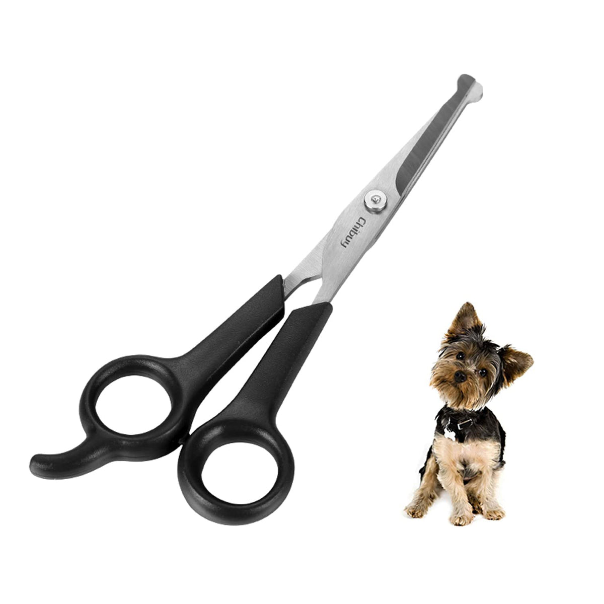 Chibuy Professional Pet Grooming Scissors with Round Tip Stainless Steel Dog Eye Cutter for Dogs and Cats, Professional Grooming Tool, Size 6.70" x 2.6" x 0.43" 1. Grey