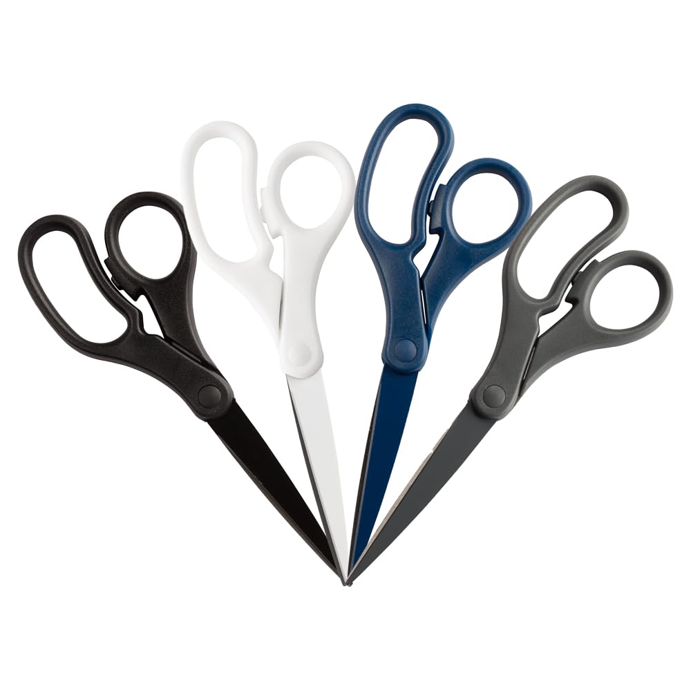 JAM PAPER Multi-Purpose Precision Scissors - 8 Inch - White - Ergonomic Handle & Stainless Steel Blades - Sold Individually