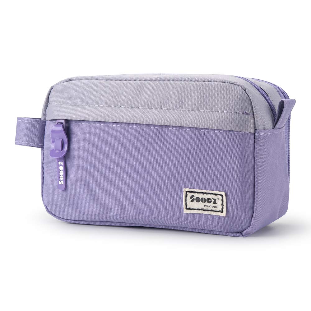 Sooez Big Capacity Pencil Case, Upgraded Canvas Pencil Pouch Large Pencil Bag Organizer, Separate Compartments Easy Grip Handle, Aesthetic Supply for School Teens Adults, Black Pen Case