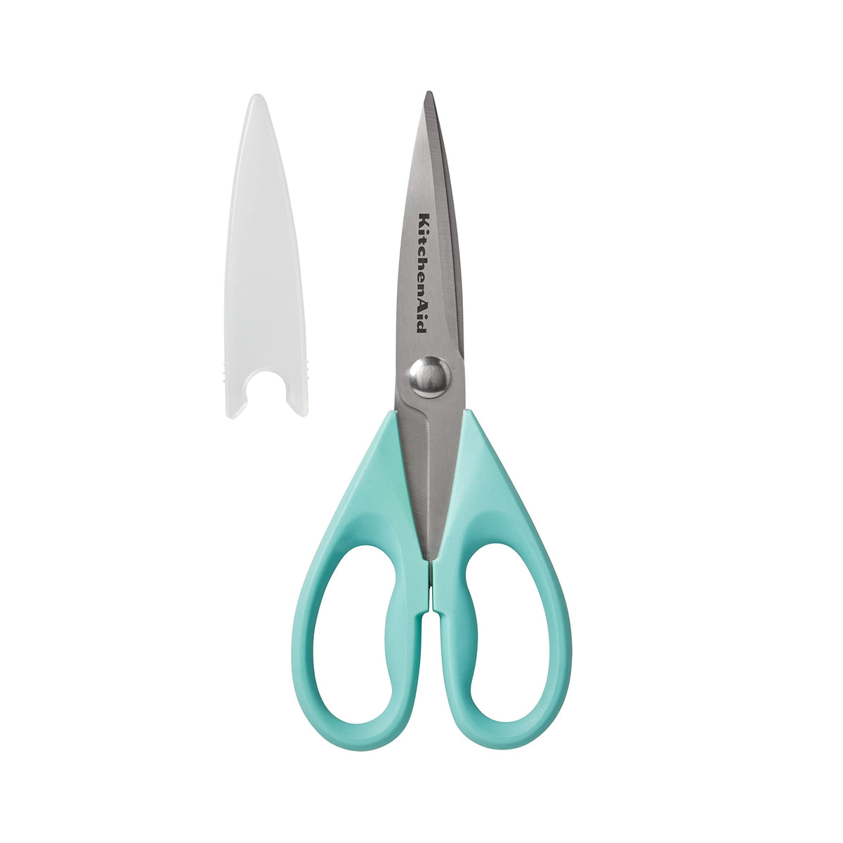 KitchenAid All Purpose Kitchen Shears with Protective Sheath Durable Stainless Steel Scissors, Dishwasher Safe, Soft Grip Comfort Handle, 8.72 Inch, Pistachio