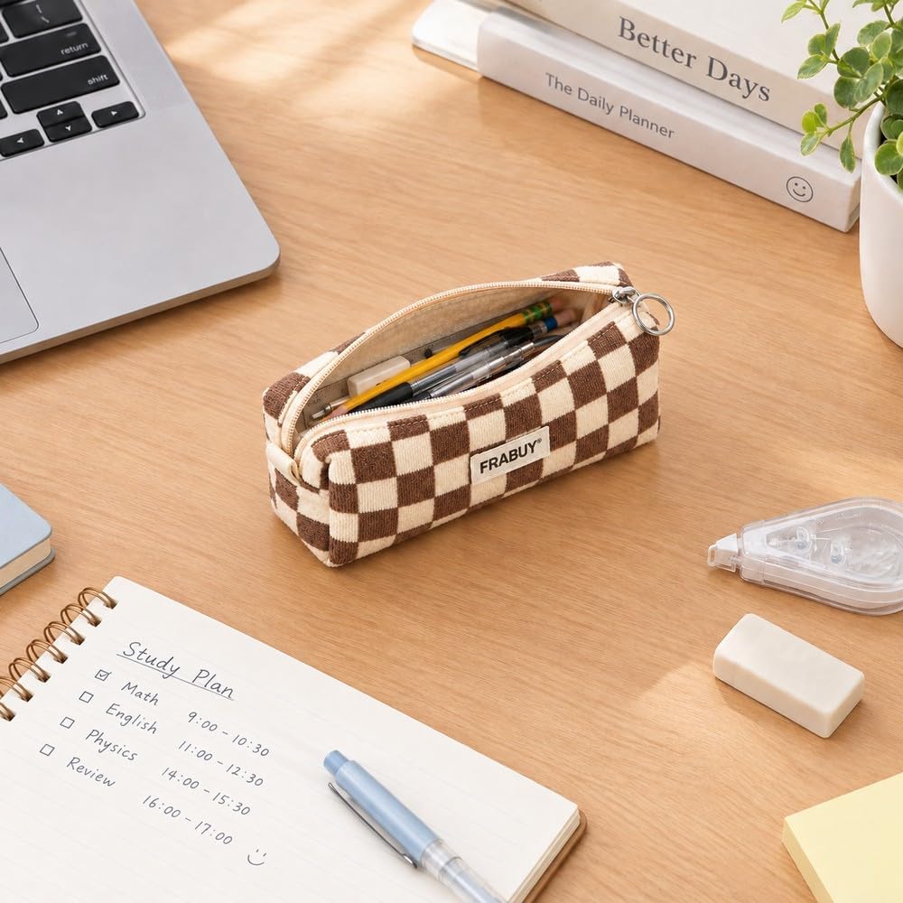 Soft Corduroy Pencil Case Pen Pouch Organizer, Small Stationery Bag
