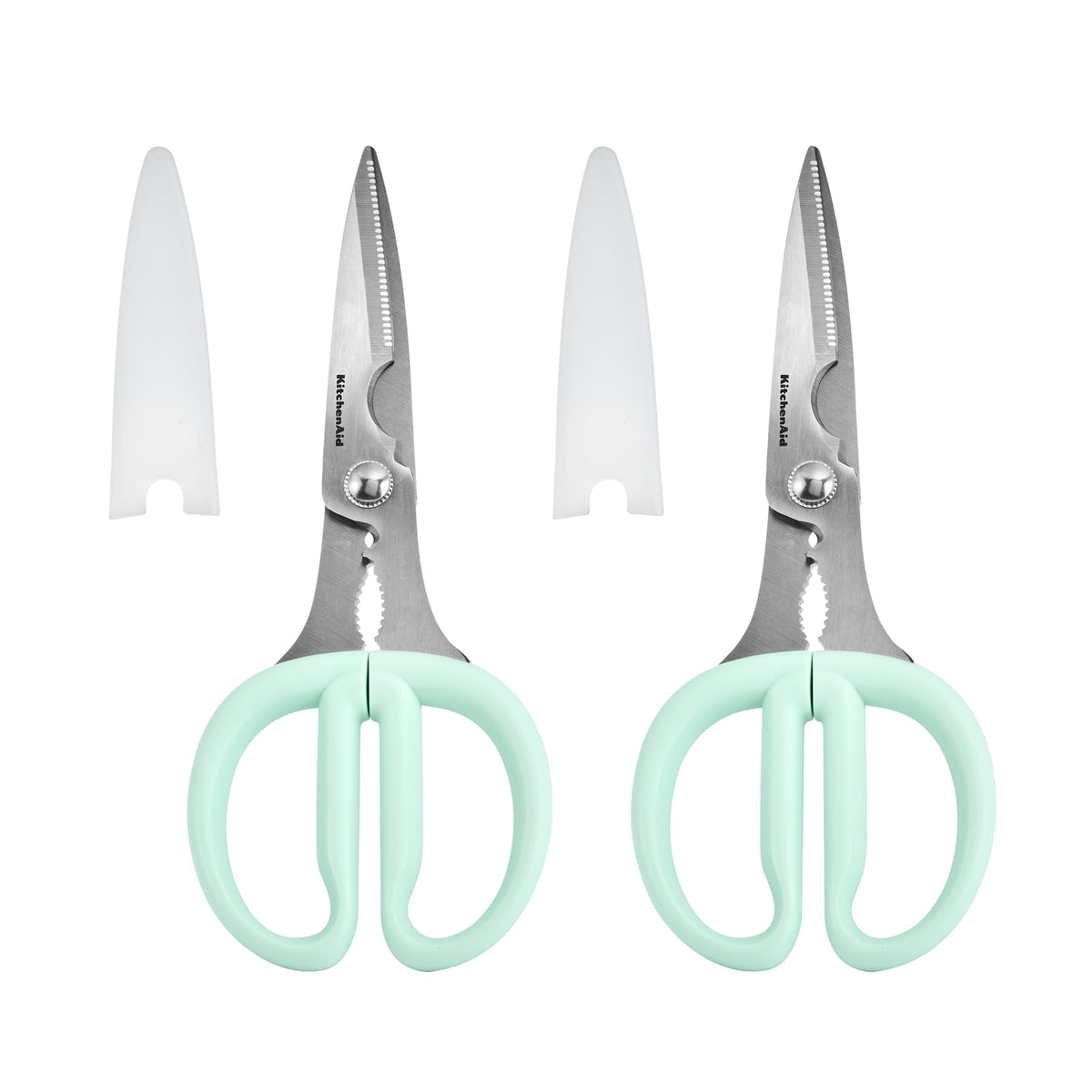 KitchenAid All Purpose Kitchen Shears with Protective Sheath Durable Stainless Steel Scissors, Dishwasher Safe, Soft Grip Comfort Handle, 8.72 Inch, Pistachio