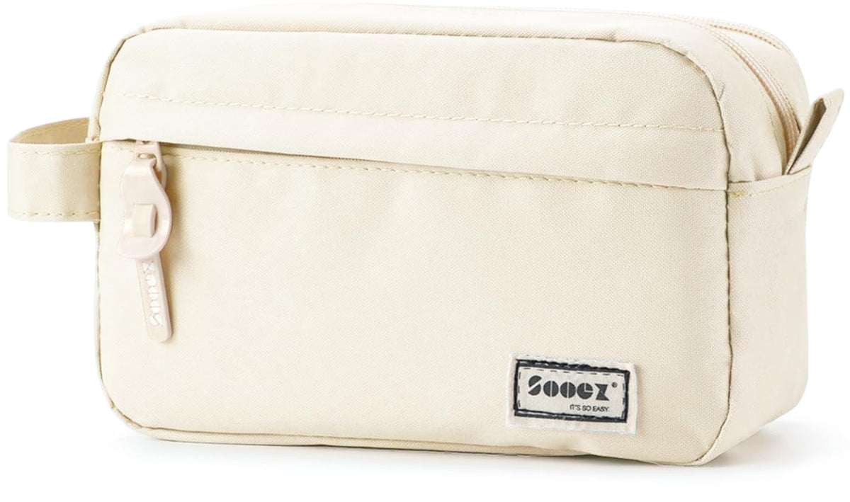 Sooez Big Capacity Pencil Case, Upgraded Canvas Pencil Pouch Large Pencil Bag Organizer, Separate Compartments Easy Grip Handle, Aesthetic Supply for School Teens Adults, Black Pen Case
