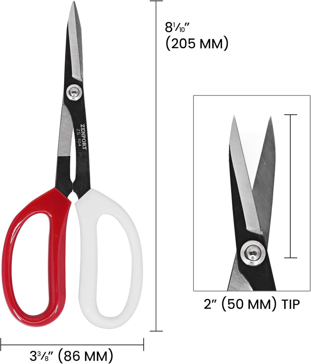 Zenport ZS104 Deluxe Garden Scissors, 8" Carbon Steel Utility Shears