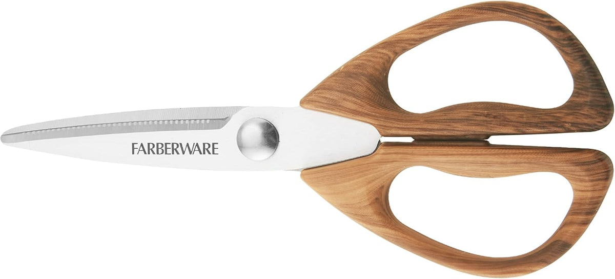 Farberware Stainless Steel Kitchen Shears Faux Wood Handle