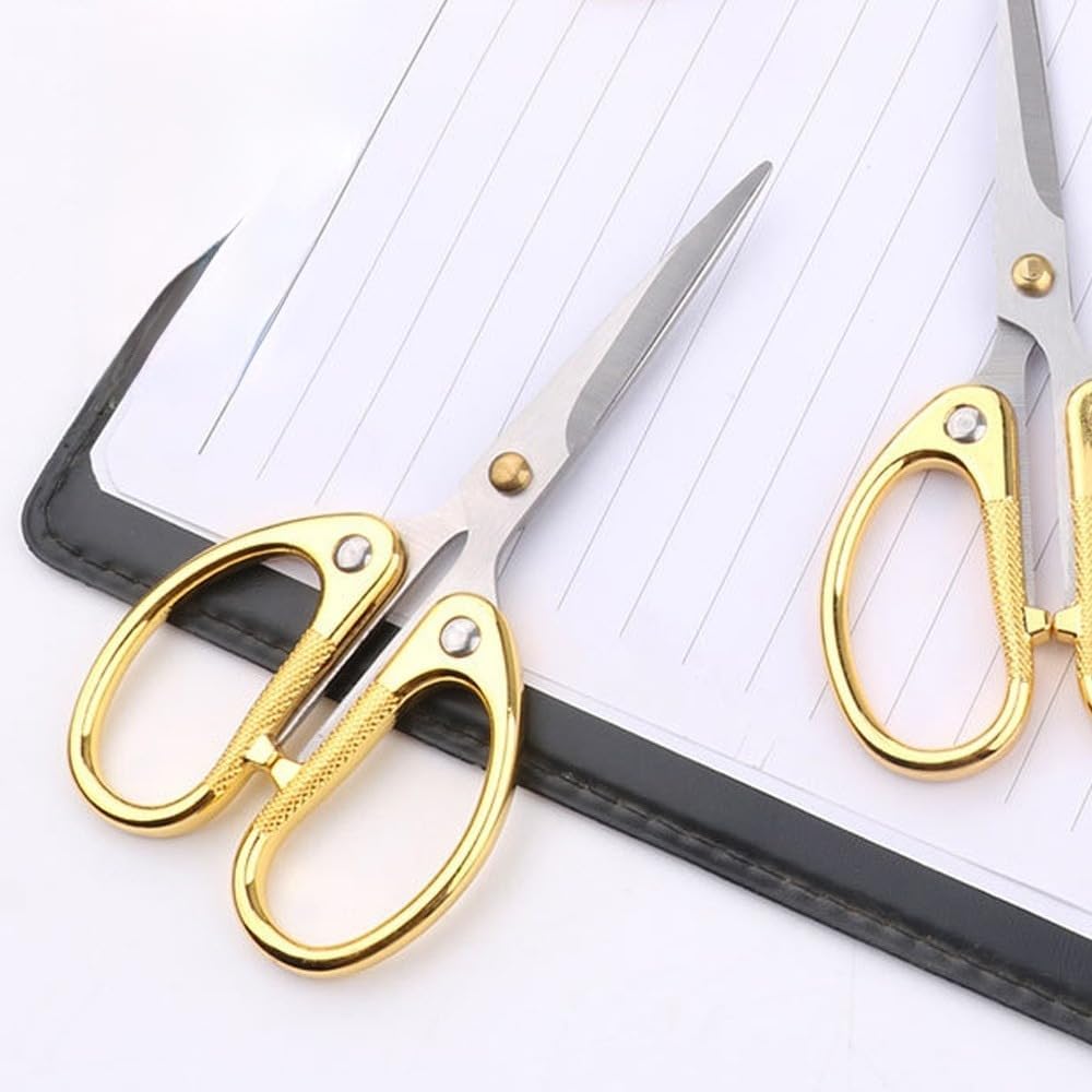5" All Stainless Steel Office Scissors,Ultra Sharp Blade Shears,Sturdy Sharp Scissor for Office Home School Sewing Fabric Craft Paper All Purpose Scissors Gold