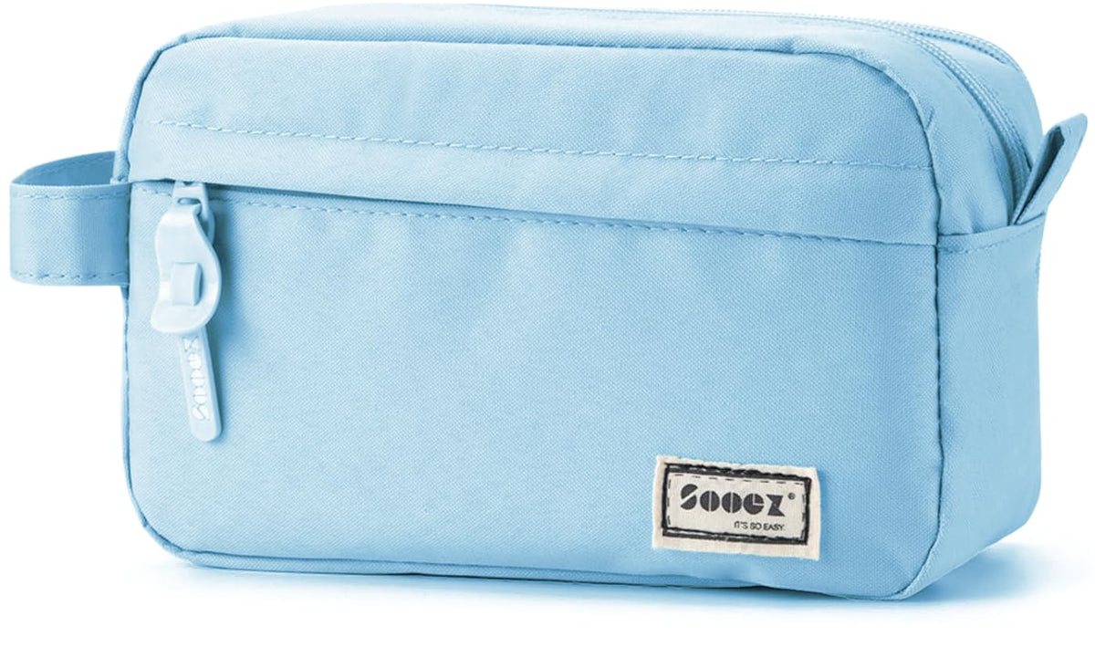 Sooez Big Capacity Pencil Case, Upgraded Canvas Pencil Pouch Large Pencil Bag Organizer, Separate Compartments Easy Grip Handle, Aesthetic Supply for School Teens Adults, Black Pen Case