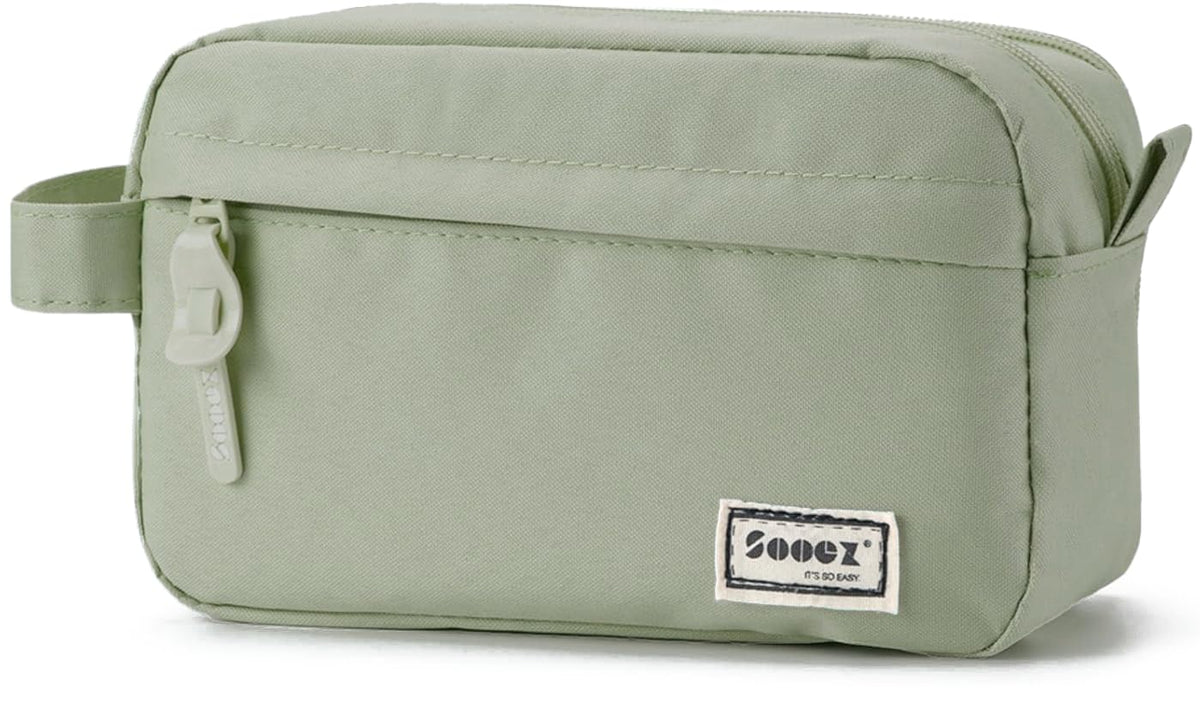 Sooez Big Capacity Pencil Case, Upgraded Canvas Pencil Pouch Large Pencil Bag Organizer, Separate Compartments Easy Grip Handle, Aesthetic Supply for School Teens Adults, Black Pen Case