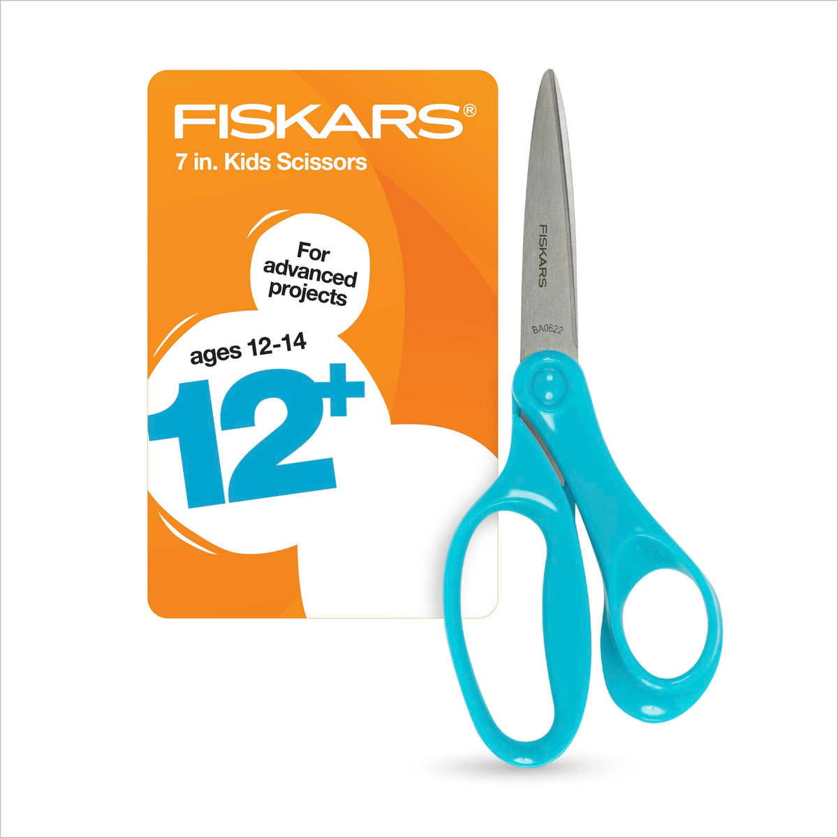 Fiskars 7" Student Scissors for Kids Ages 12-14, School & Crafting, Blue