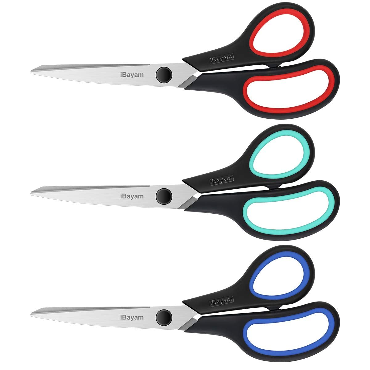 iBayam 8.5" Heavy Duty Black Scissors for Office School Classroom Home Use