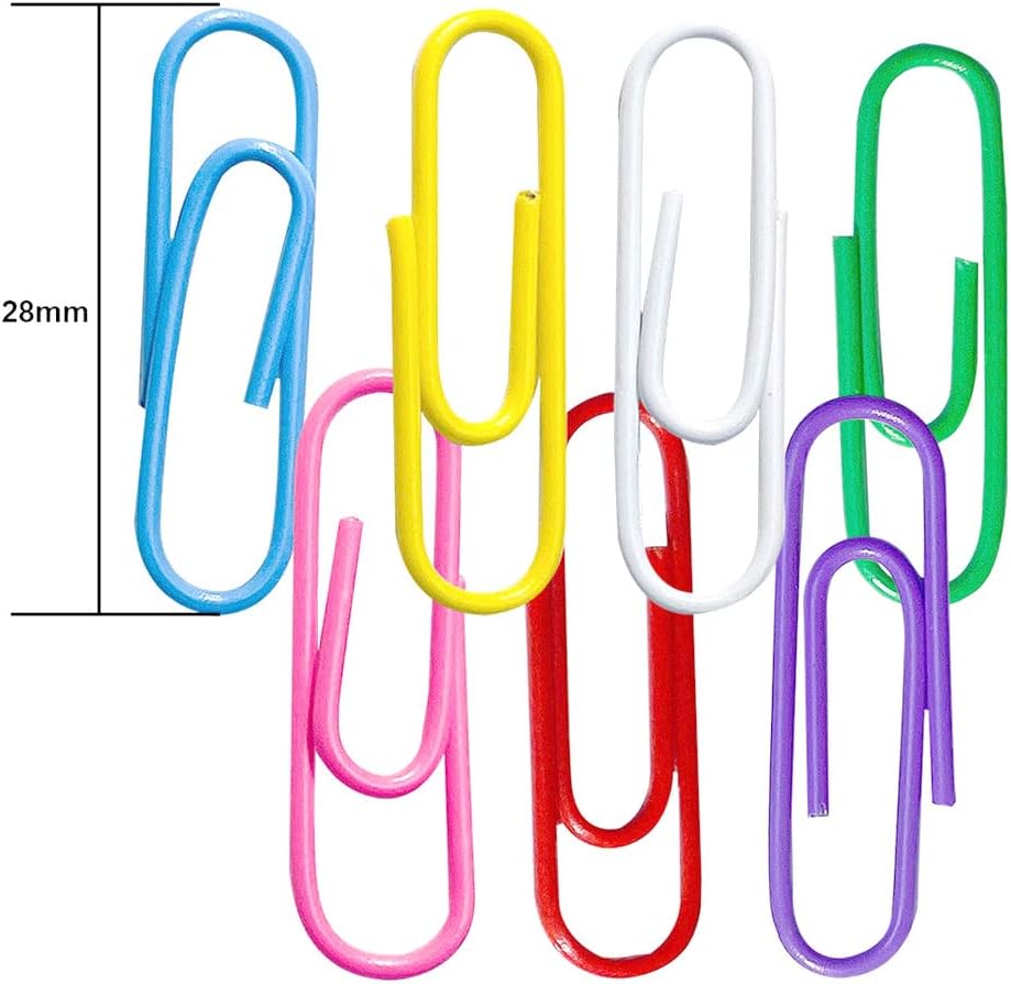 200 Colorful Paper Clips, 28mm - Reusable for School, Office, Folders, Bookmarks, DIY Albums