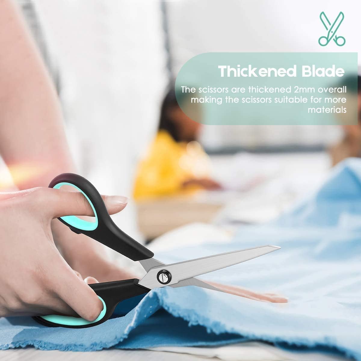 iBayam 8.5" Heavy Duty Black Scissors for Office School Classroom Home Use