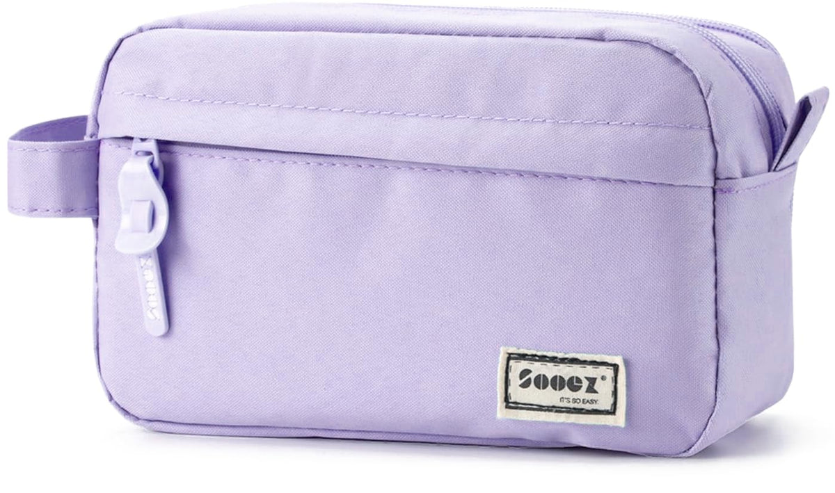 Sooez Big Capacity Pencil Case, Upgraded Canvas Pencil Pouch Large Pencil Bag Organizer, Separate Compartments Easy Grip Handle, Aesthetic Supply for School Teens Adults, Black Pen Case