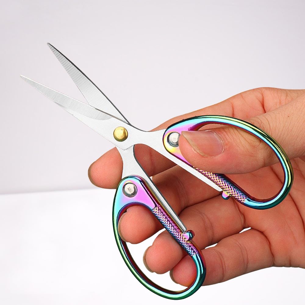 5" All Stainless Steel Office Scissors,Ultra Sharp Blade Shears,Sturdy Sharp Scissor for Office Home School Sewing Fabric Craft Paper All Purpose Scissors Gold