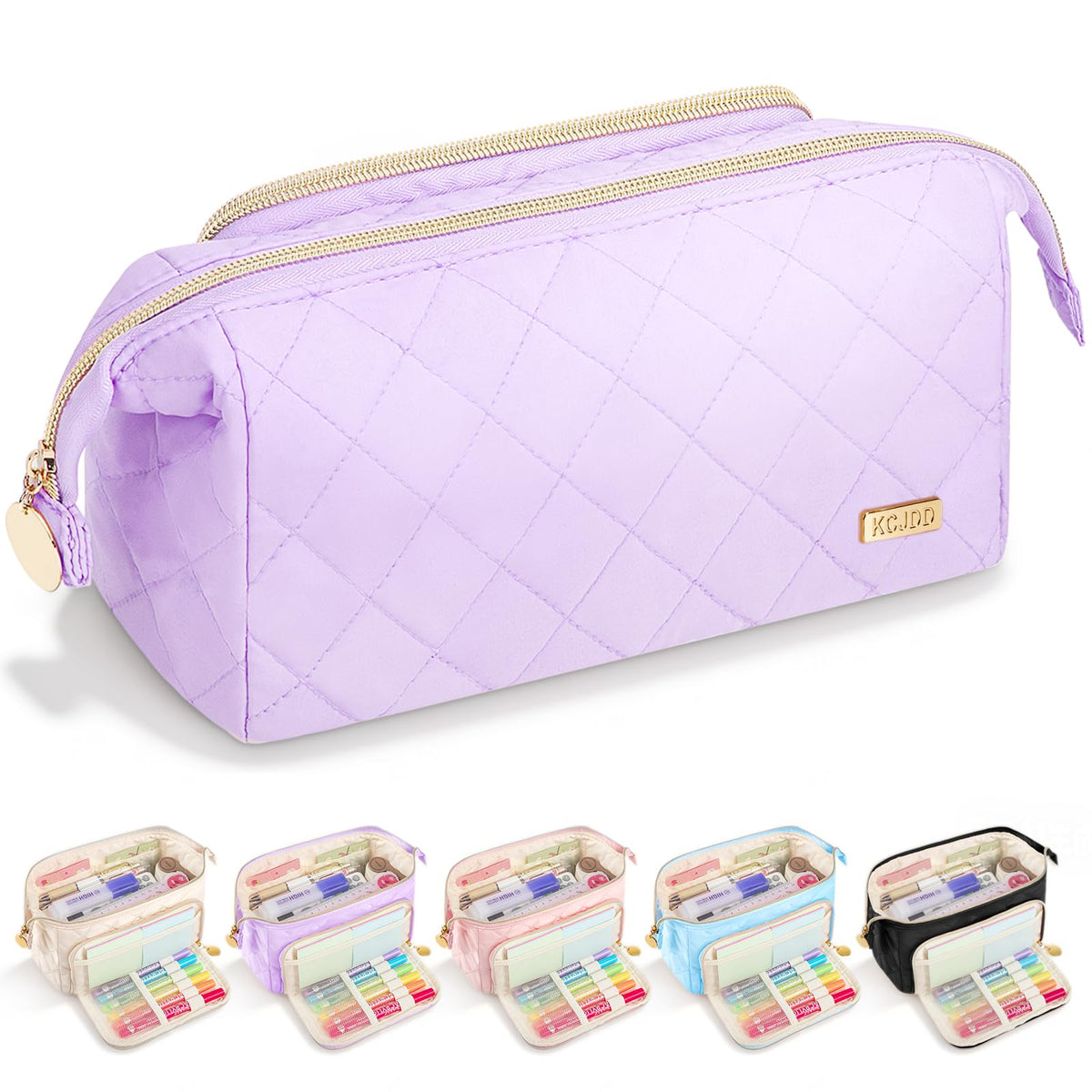 Cute Pencil Case for Girls kids Soft Quilted Pencil Pouch Bag Organizer