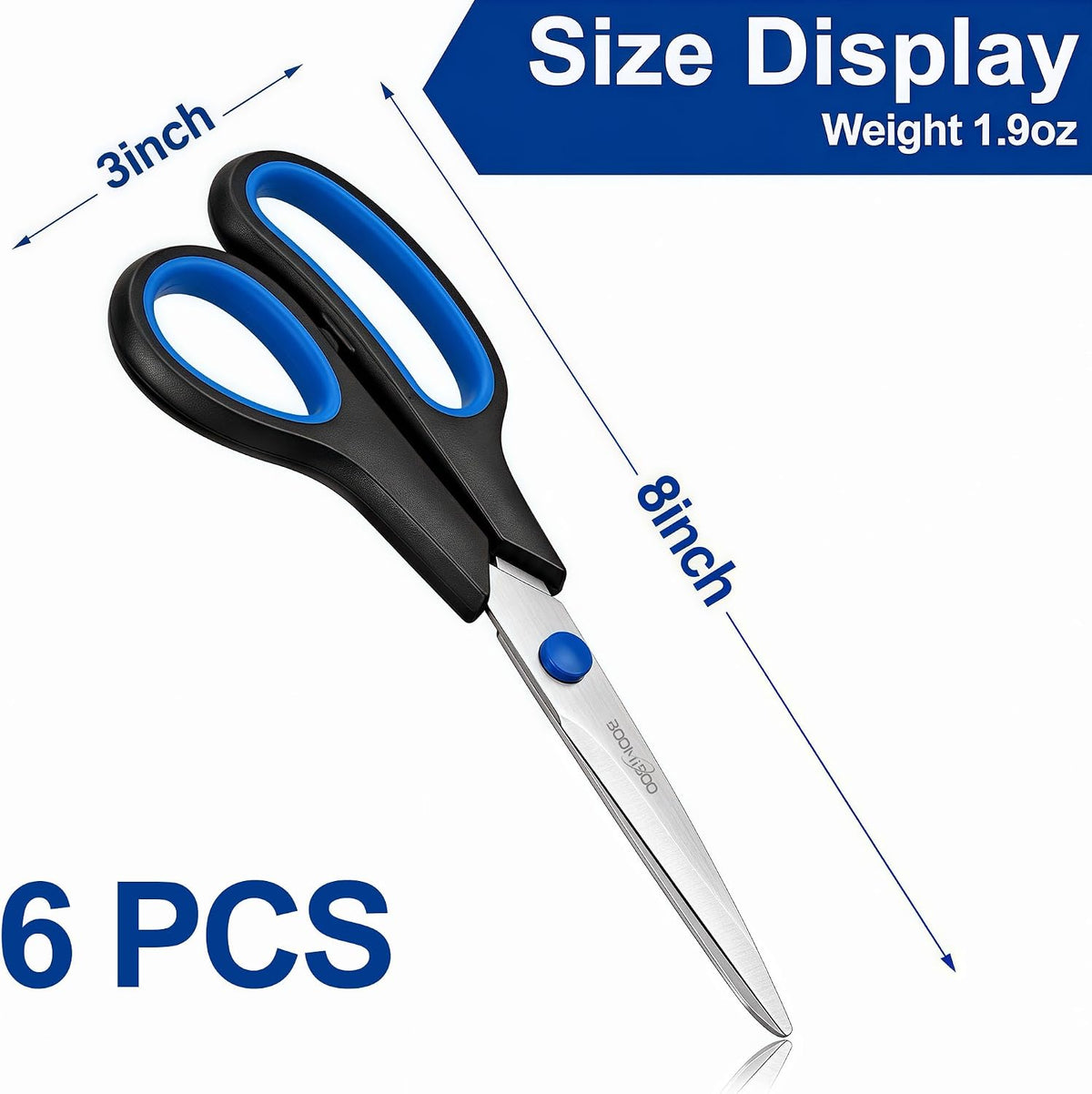 6PCS 8" Scissors,Sharp Stainless Steel All Purpose for Office School Crafts