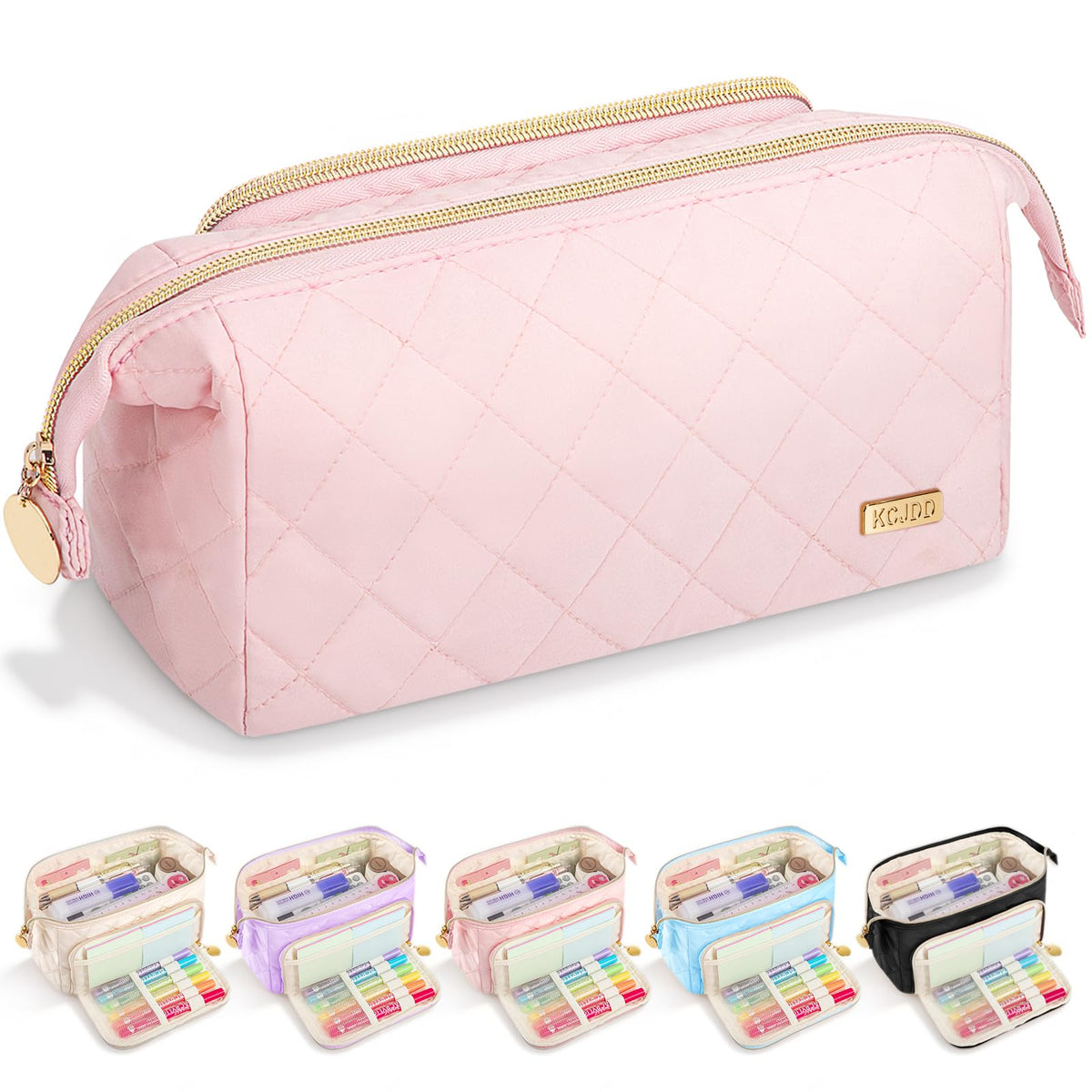Cute Pencil Case for Girls kids Soft Quilted Pencil Pouch Bag Organizer