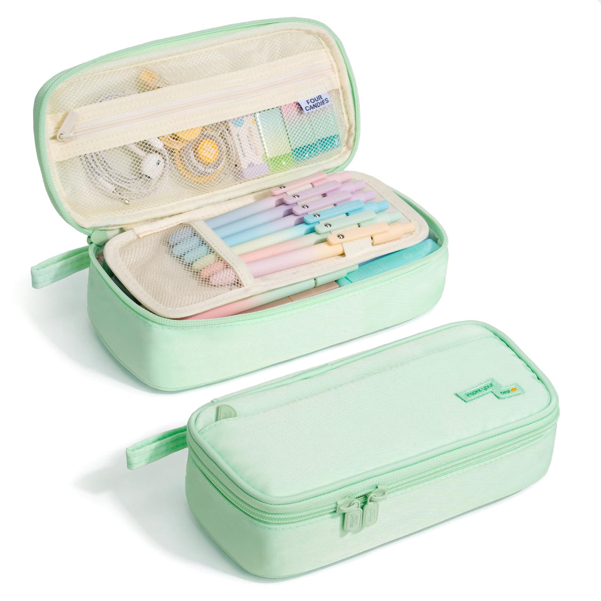 Four Candies Large Pencil Case, 5 Compartments Pen Organizer Pouch
