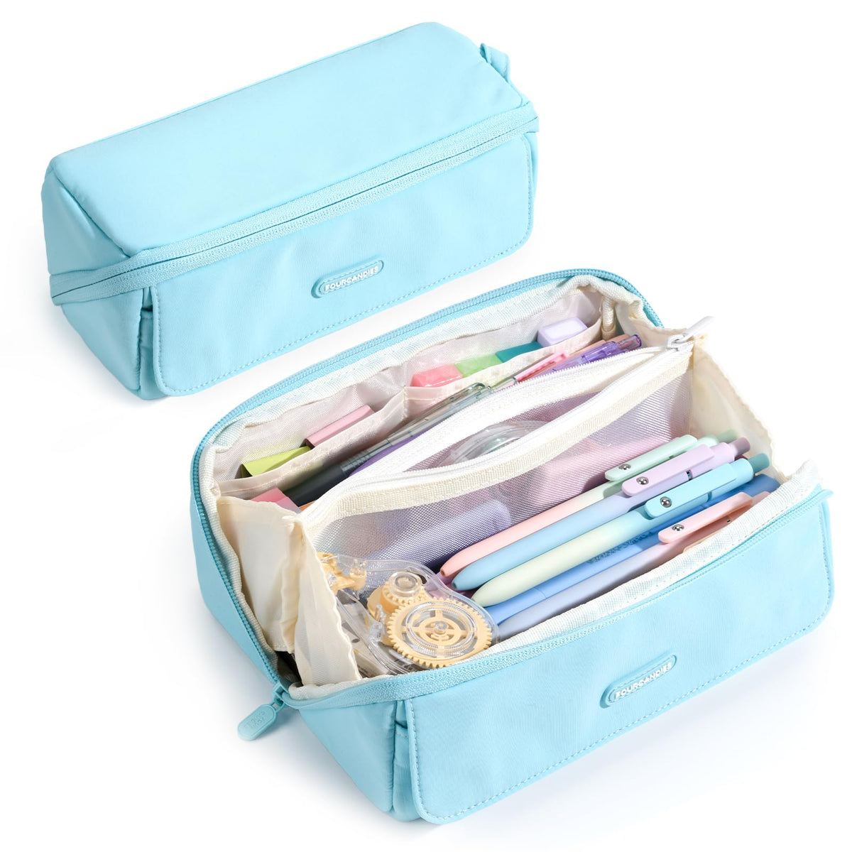 Four Candies Large Pencil Case, 5 Compartments Pen Organizer Pouch