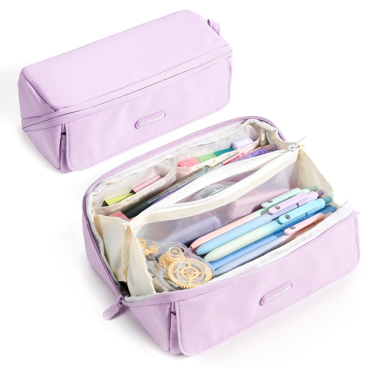 Four Candies Large Pencil Case, 5 Compartments Pen Organizer Pouch