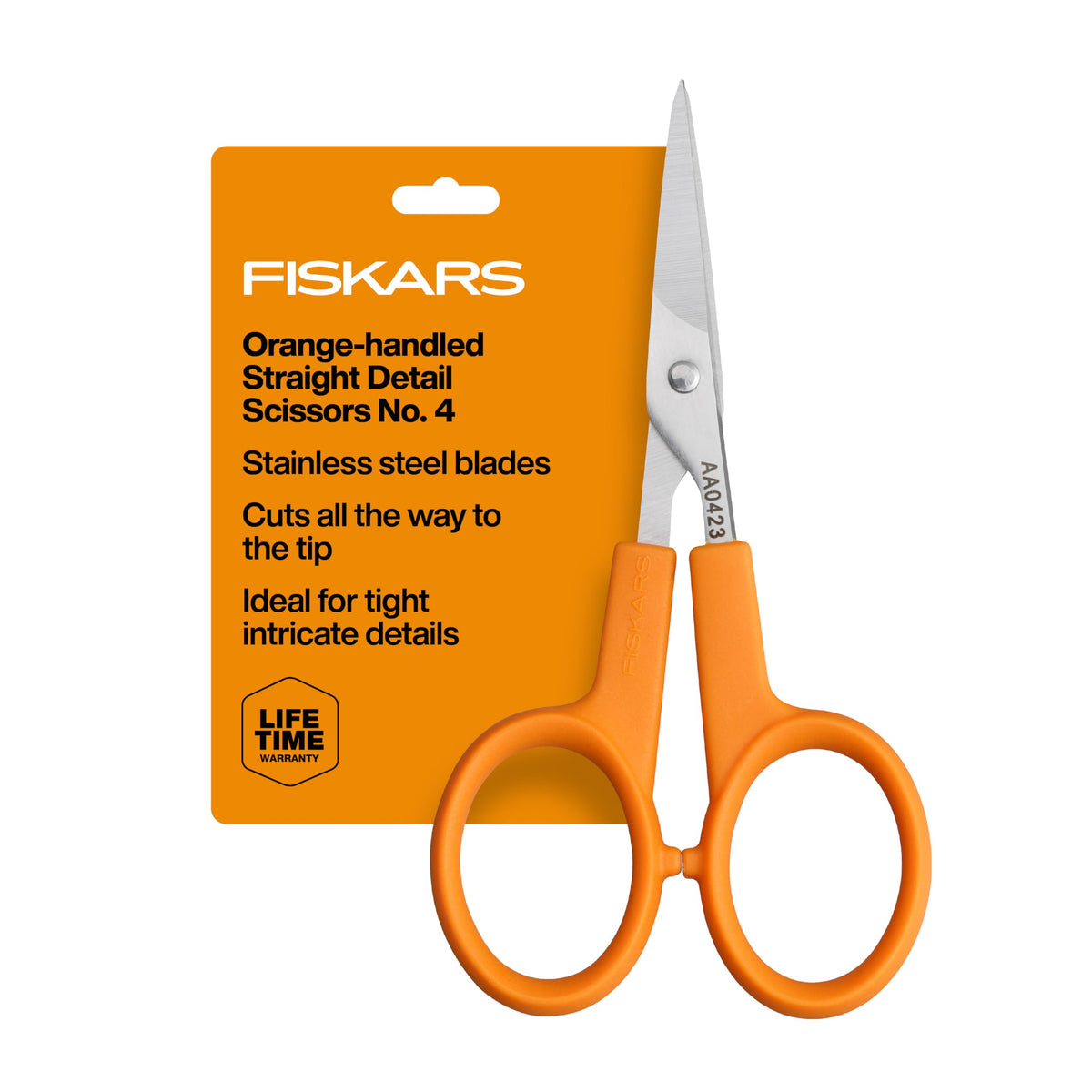 Fiskars 5" Orange-Handled Micro-Tip Fabric Scissors, No. 5