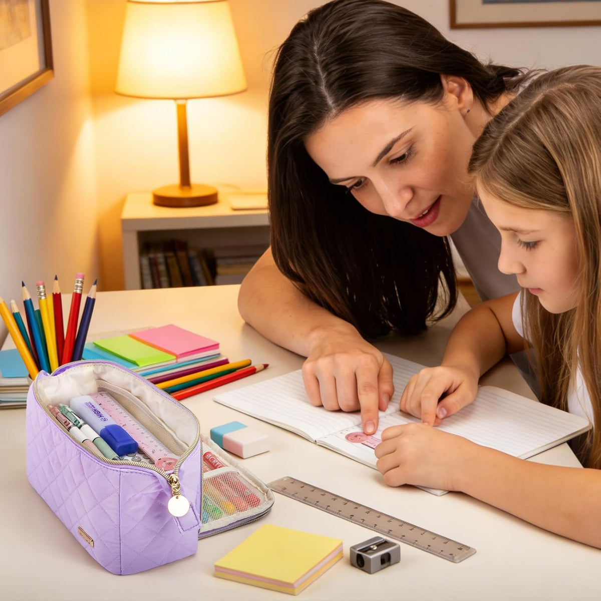 Cute Pencil Case for Girls kids Soft Quilted Pencil Pouch Bag Organizer