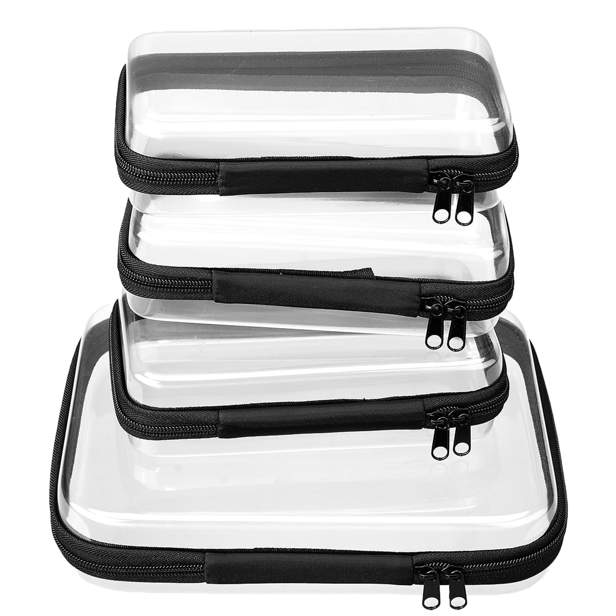 Clear Zipper Pouches, Hard Shell Zipper Case (M+3S)