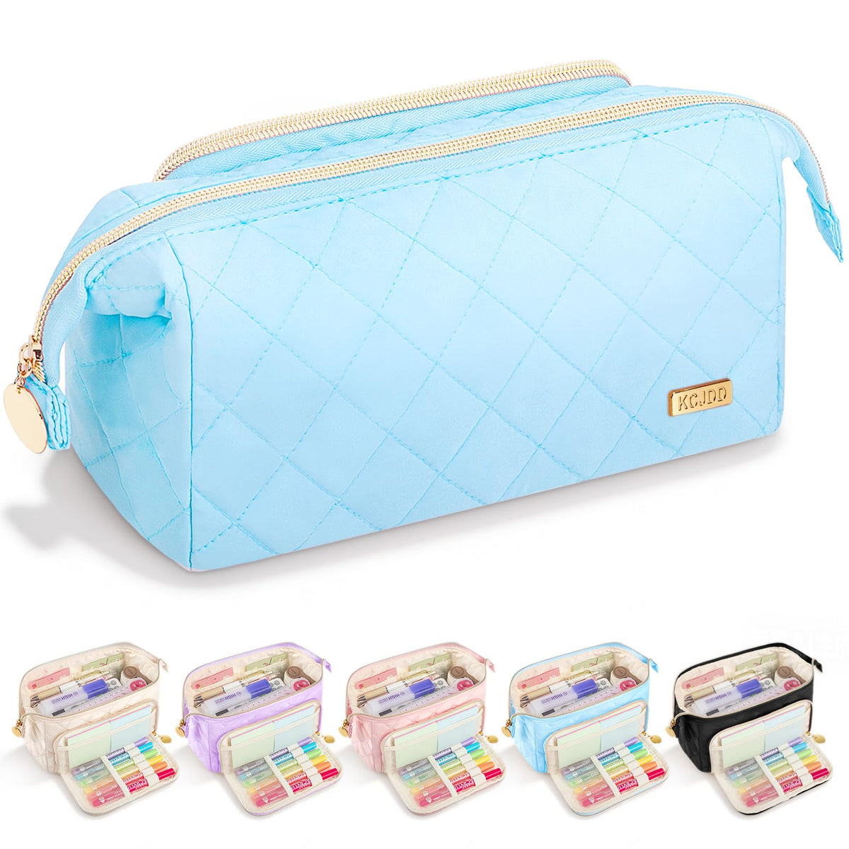 Cute Pencil Case for Girls kids Soft Quilted Pencil Pouch Bag Organizer