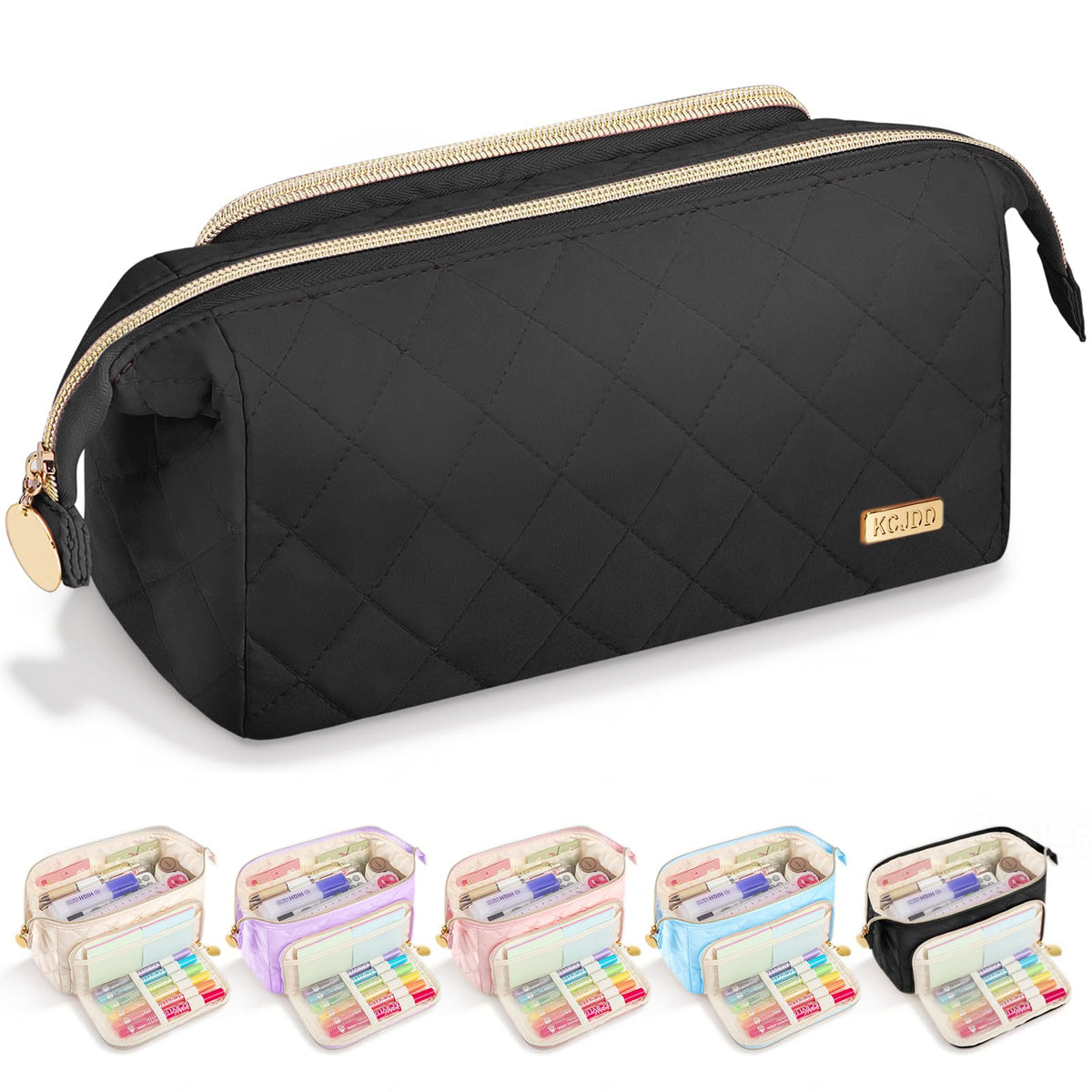 Cute Pencil Case for Girls kids Soft Quilted Pencil Pouch Bag Organizer