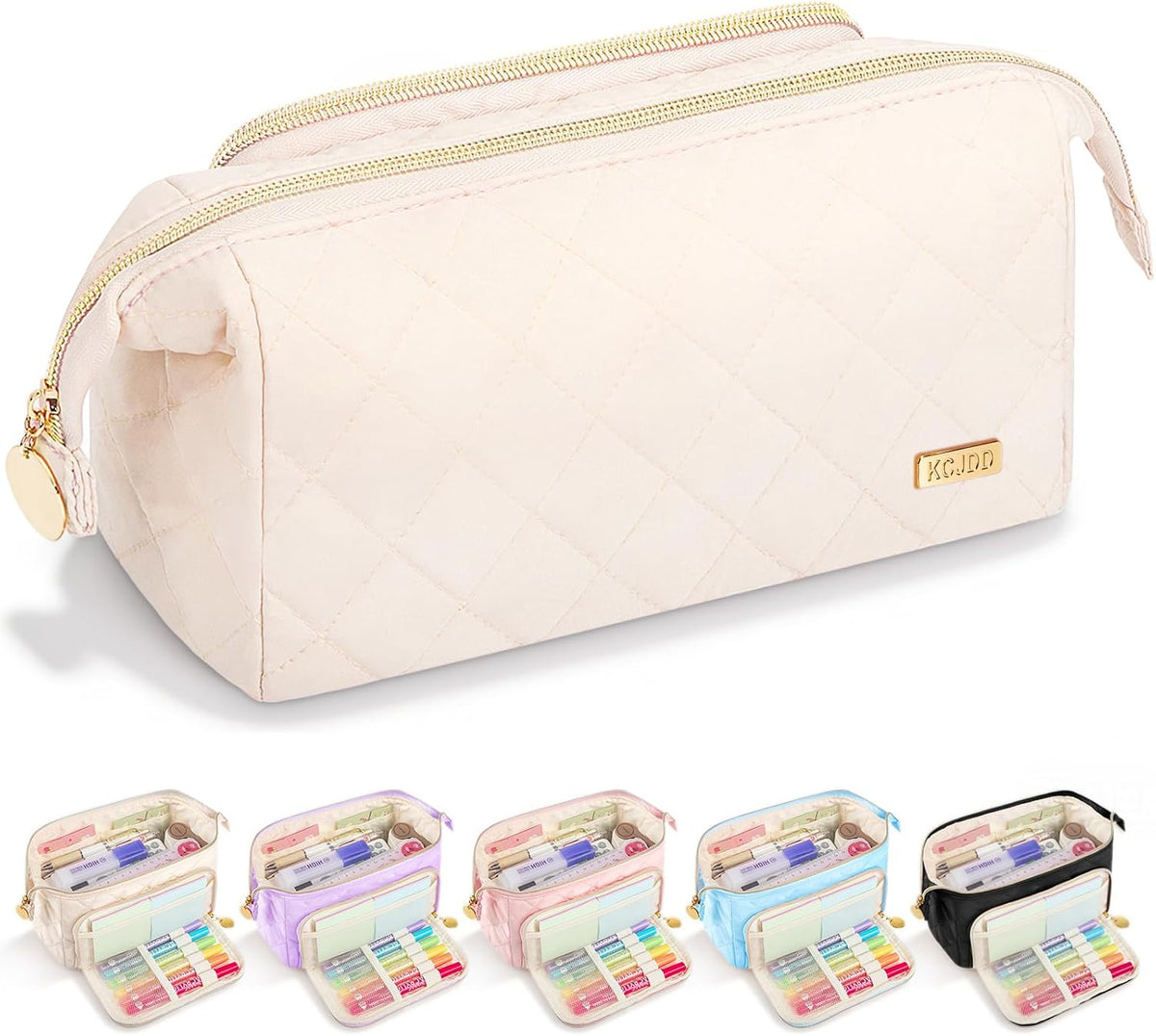 Cute Pencil Case for Girls kids Soft Quilted Pencil Pouch Bag Organizer