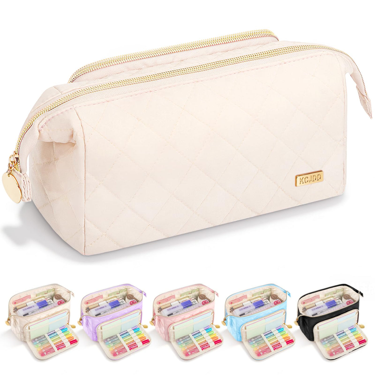 Cute Pencil Case for Girls kids Soft Quilted Pencil Pouch Bag Organizer