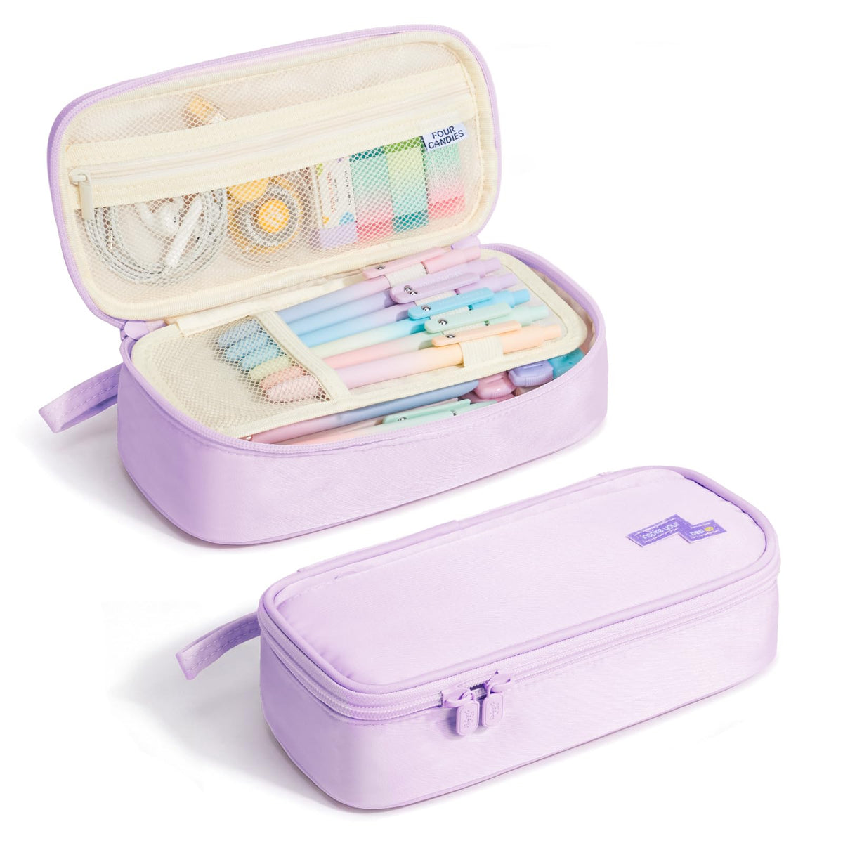 Four Candies Large Pencil Case, 5 Compartments Pen Organizer Pouch