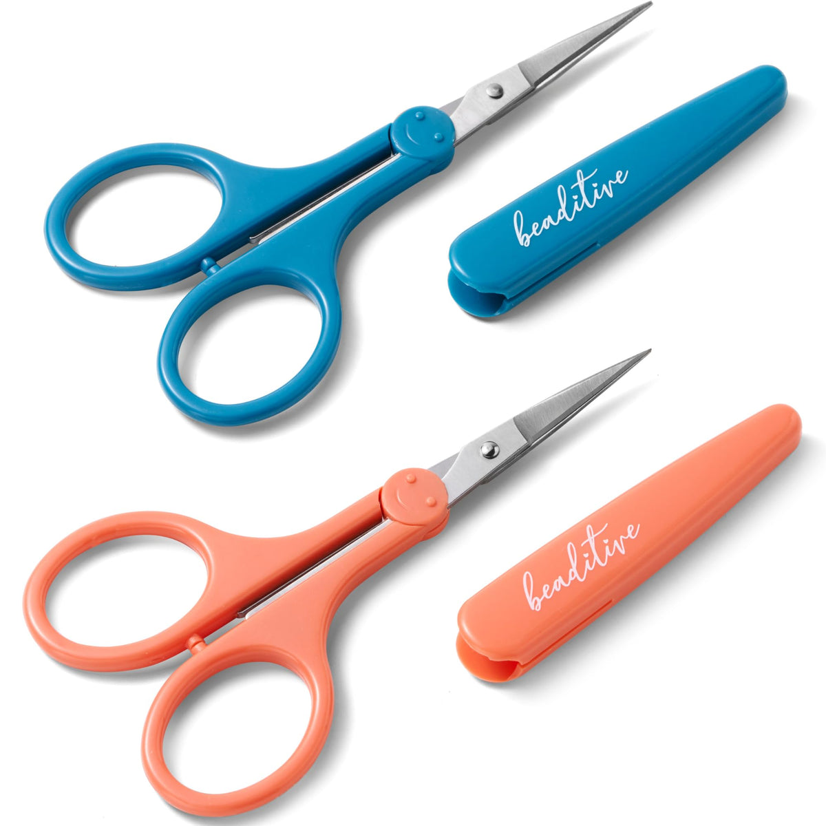 Beaditive High Precision Detail Scissors Set (2-Pc) Sharp, Fine Tips | Paper Cutting, Scrapbooking, Sewing, Crafting | Stainless Steel | Protective Cover (Mid Century)