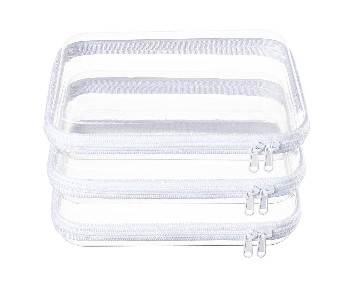 Clear Zipper Pouches, Hard Shell Zipper Case (M+3S)