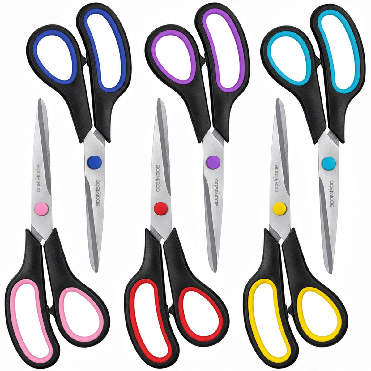 6PCS 8" Scissors,Sharp Stainless Steel All Purpose for Office School Crafts