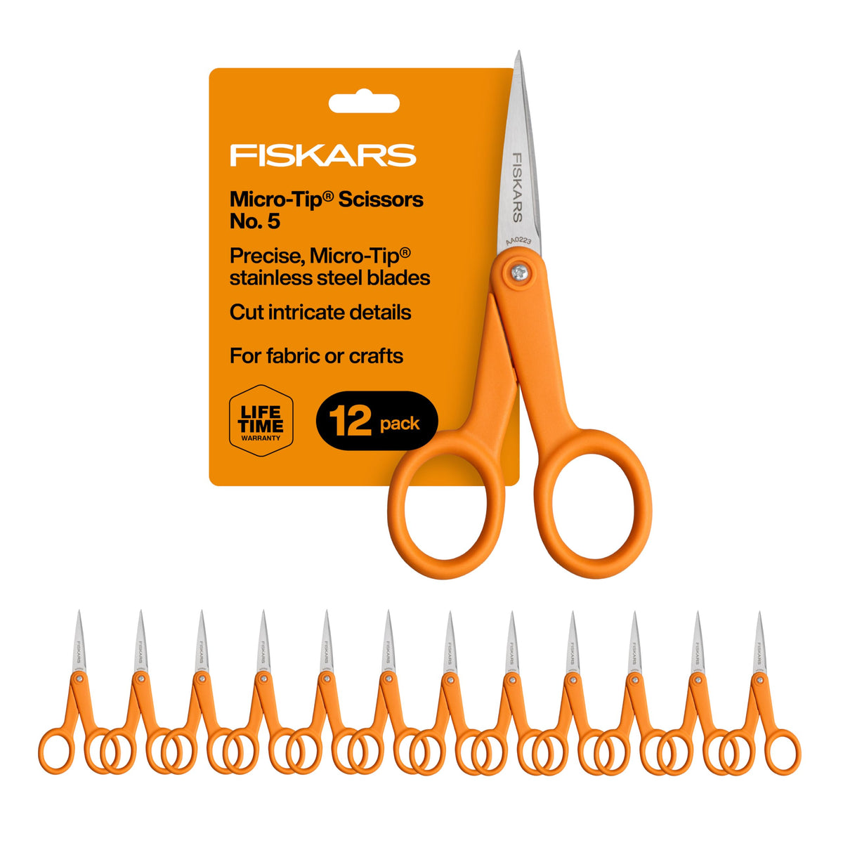 Fiskars 2-Piece Original Orange-Handled Scissors Set, Stainless Steel Blade