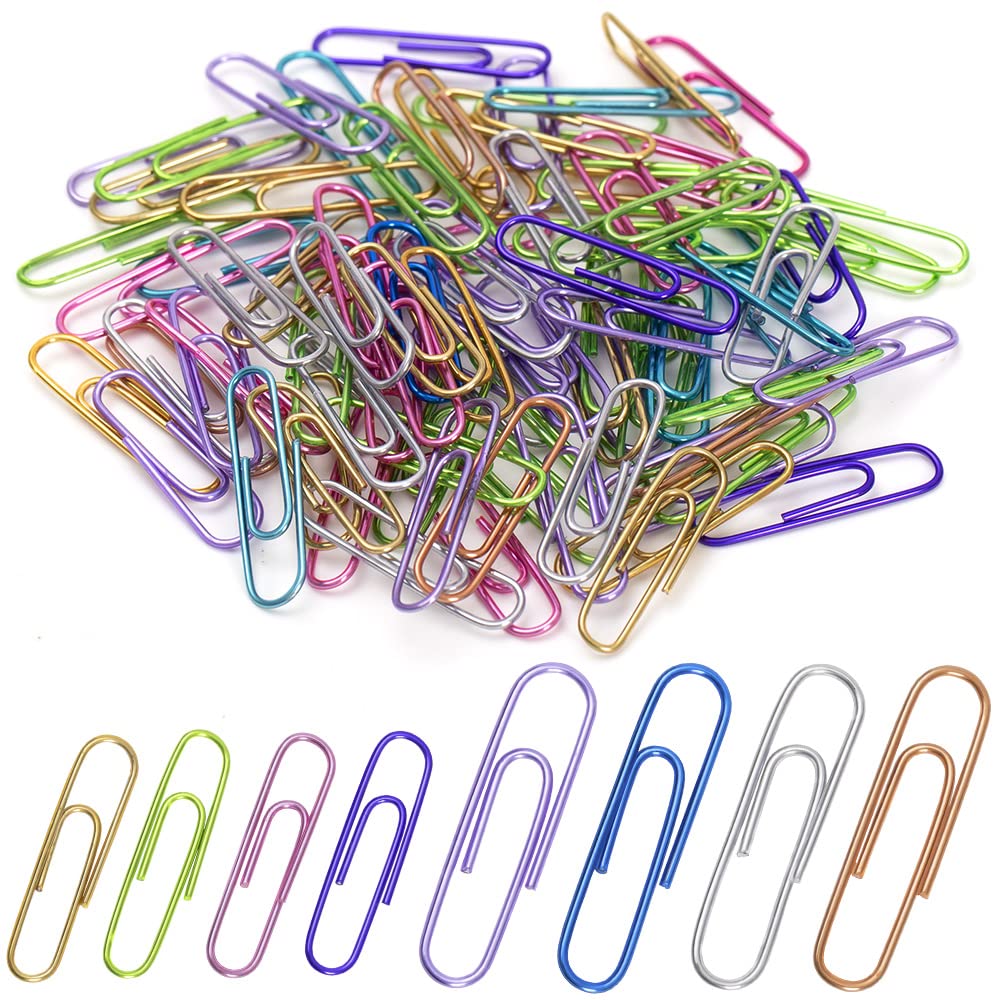 Paper Clips, 200pcs Jumbo and Medium Colored Clip