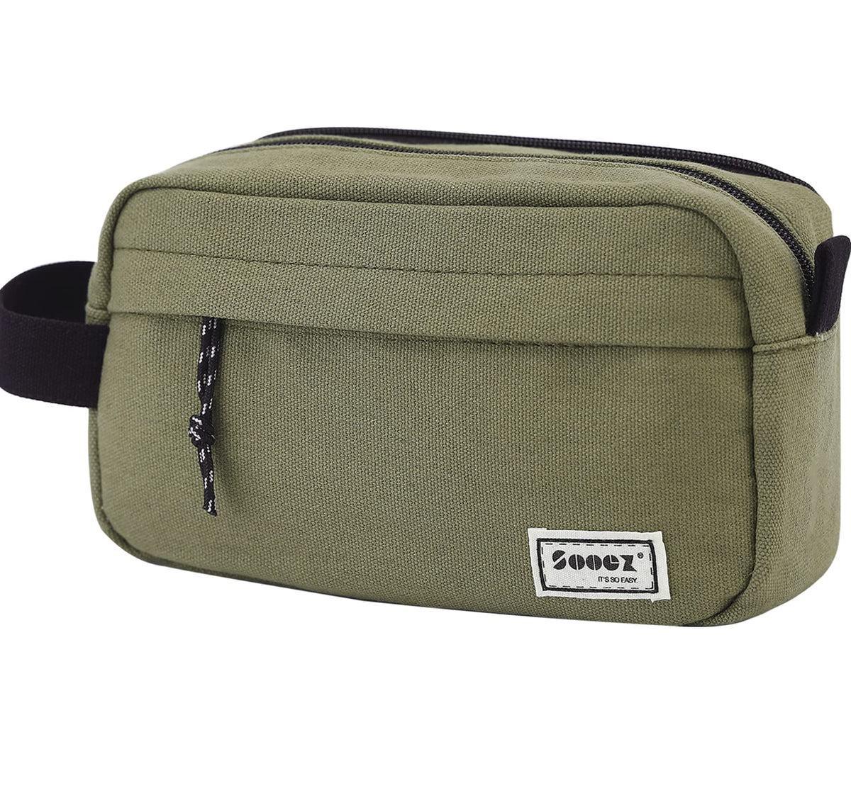 Sooez Big Capacity Pencil Case, Upgraded Canvas Pencil Pouch Large Pencil Bag Organizer, Separate Compartments Easy Grip Handle, Aesthetic Supply for School Teens Adults, Black Pen Case