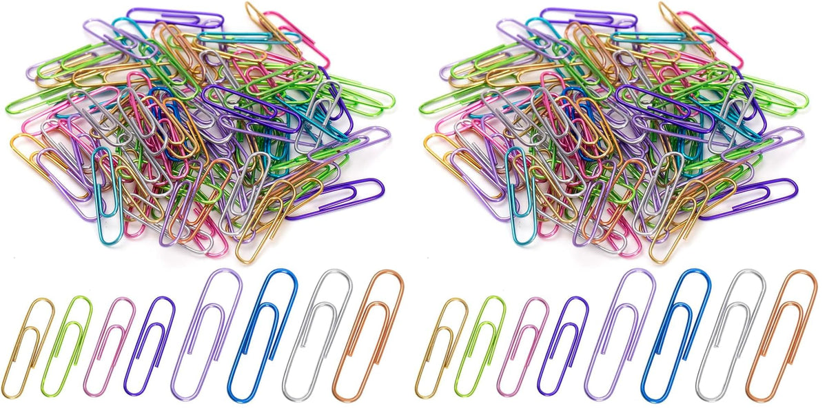 Paper Clips, 200pcs Jumbo and Medium Colored Clip