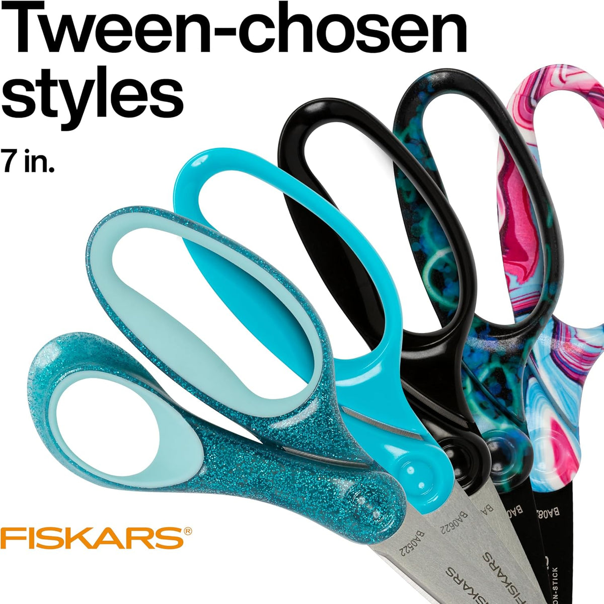 Fiskars 7" Student Scissors for Kids Ages 12-14, School & Crafting, Purple