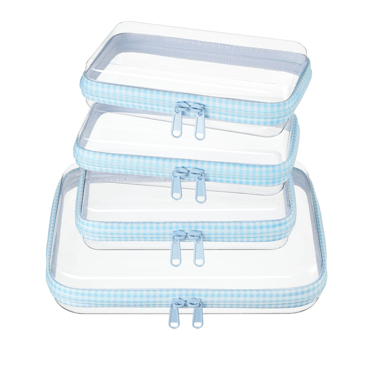 Clear Zipper Pouches, Hard Shell Zipper Case (M+3S)