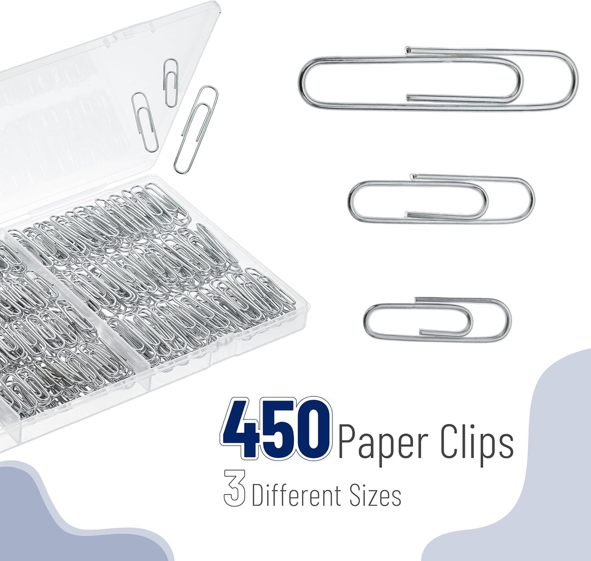 Mr. Pen- Silver Paper Clips, 450 pcs, 1", 1-1/4", 2"