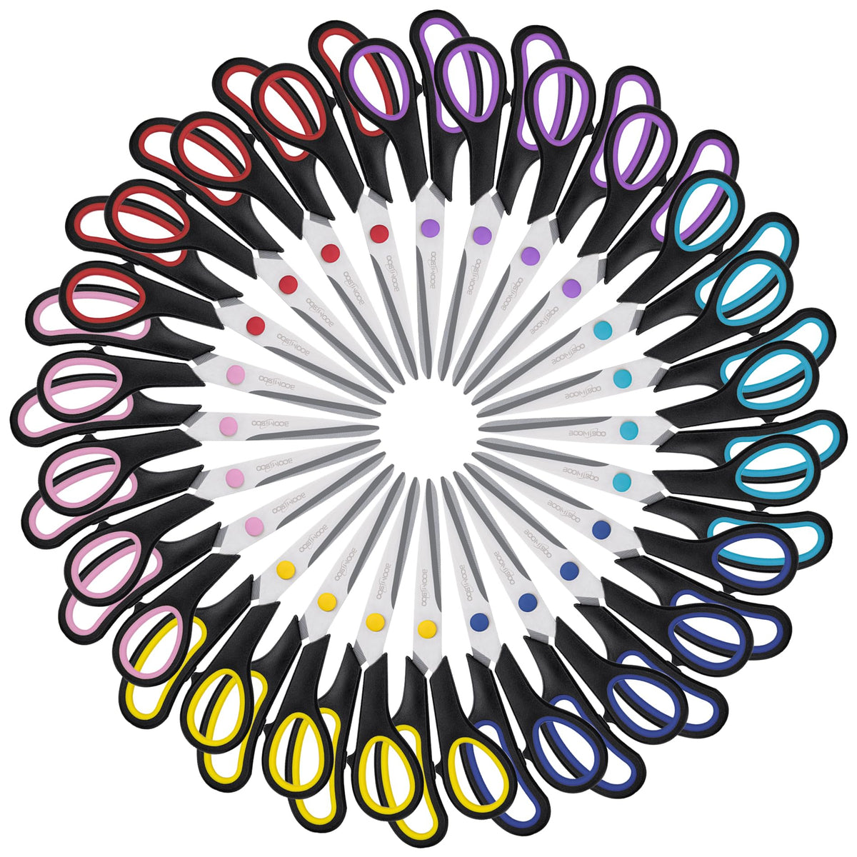 6PCS 8" Scissors,Sharp Stainless Steel All Purpose for Office School Crafts