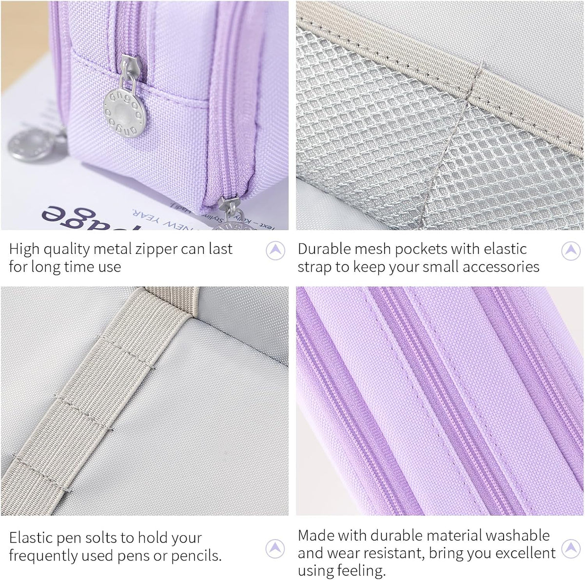 CICIMELON Large Capacity Pencil Case 3 Compartment Pouch Pen Bag for School Teen Girl Boy Men Women (Purple)