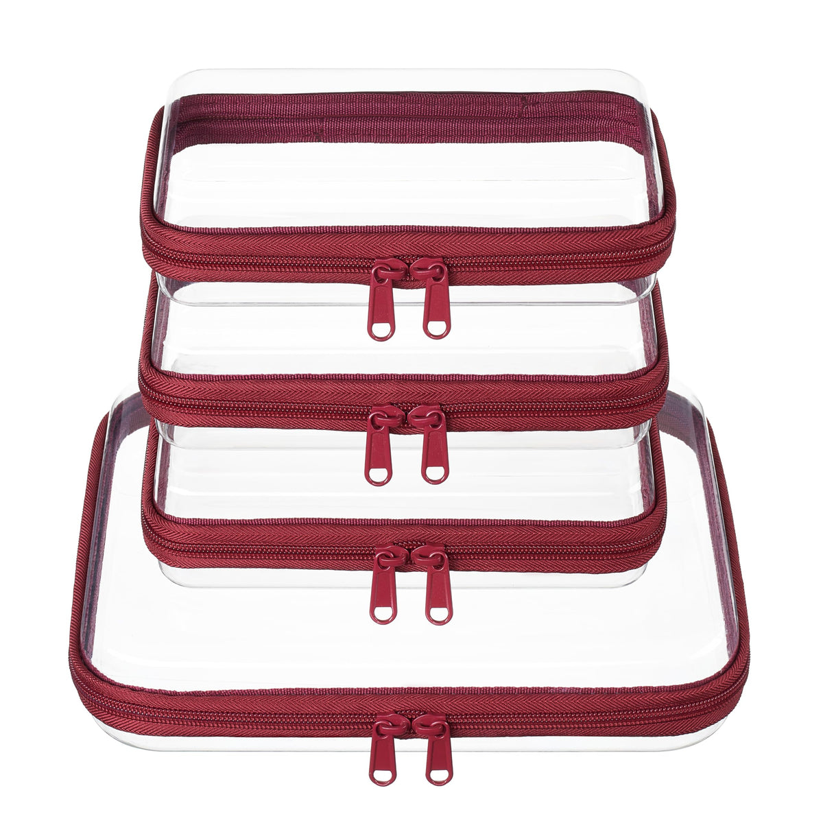 Clear Zipper Pouches, Hard Shell Zipper Case (M+3S)