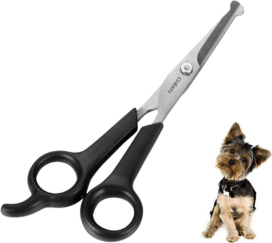 Chibuy Professional Pet Grooming Scissors with Round Tip Stainless Steel Dog Eye Cutter for Dogs and Cats, Professional Grooming Tool, Size 6.70" x 2.6" x 0.43" 1. Grey
