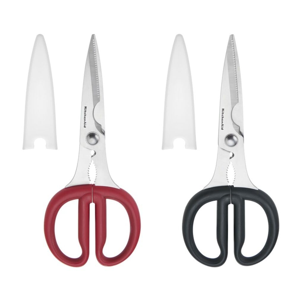 KitchenAid All Purpose Kitchen Shears with Protective Sheath Durable Stainless Steel Scissors, Dishwasher Safe, Soft Grip Comfort Handle, 8.72 Inch, Pistachio
